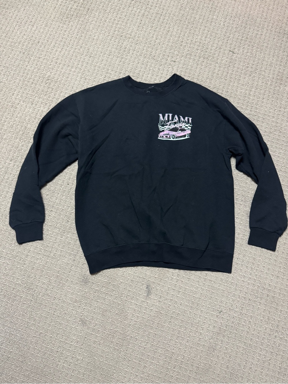 Black Miami Graphic Crewneck Sweatshirt